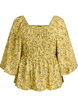 Blouse with smock and square neckline, Yellow, Packshot image number 0