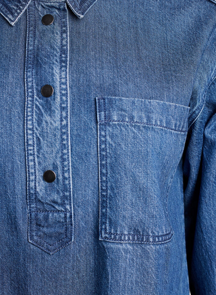 Loose denim shirt with 3/4-sleeves, Blue, Packshot image number 2