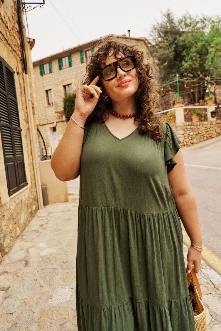 Olive green bohemian style with warmth, , Model