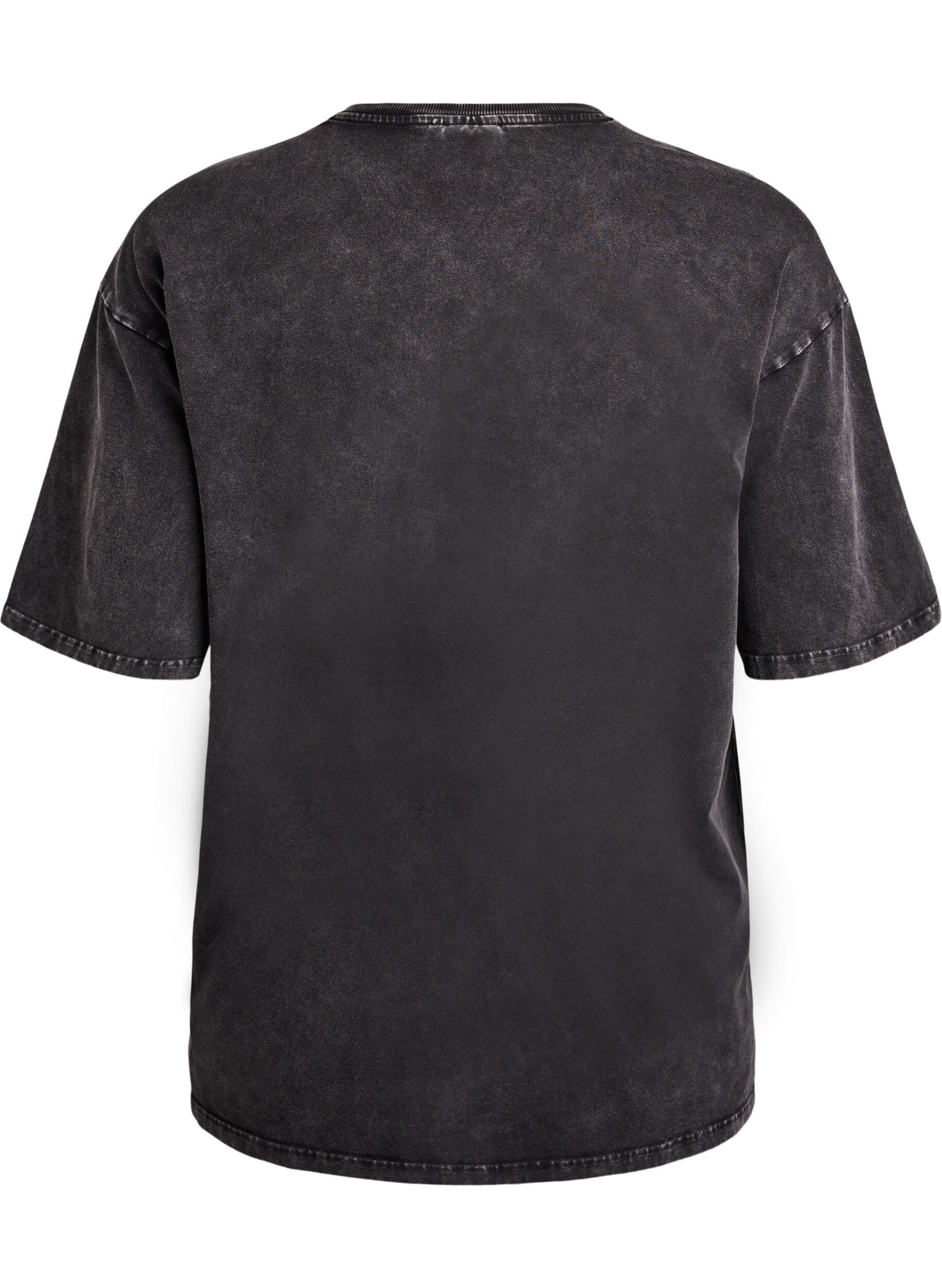 Zizzifashion Sporty cotton t-shirt with a washed effect, Black, Packshot image number 1