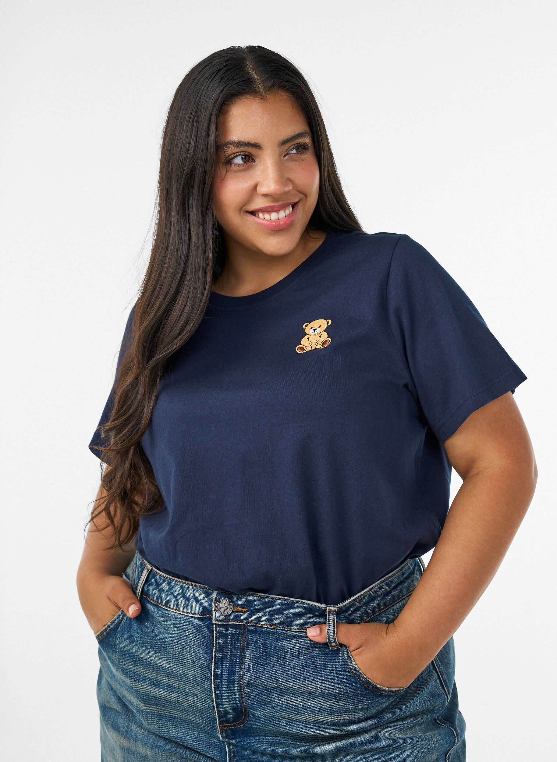 ZizzifashionOrganic cotton T-shirt with teddy bear motif, Blue, Model image number 0