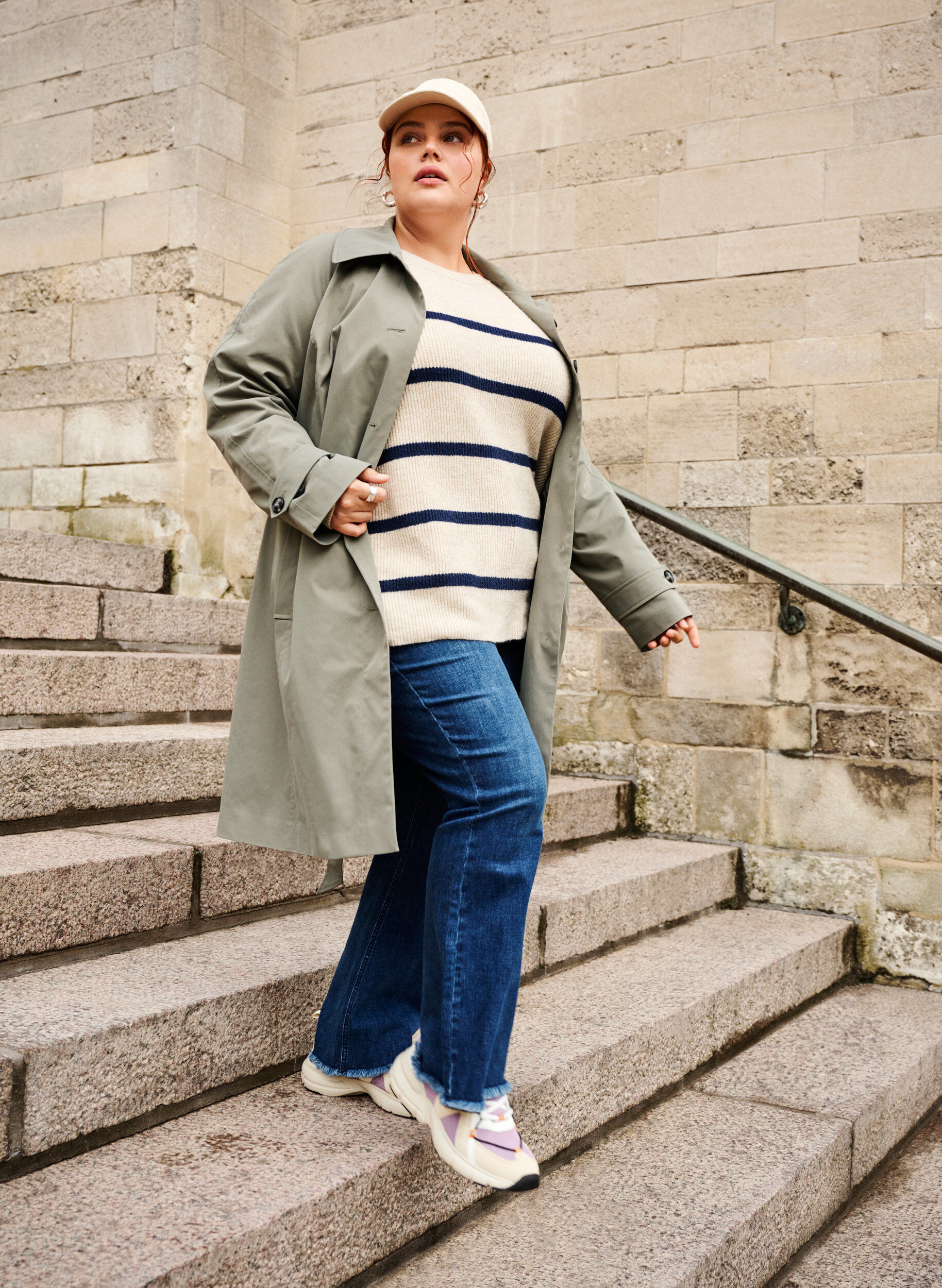 Zizzifashion Trench coat with pockets and belt, Sea Spray, Image image number 0