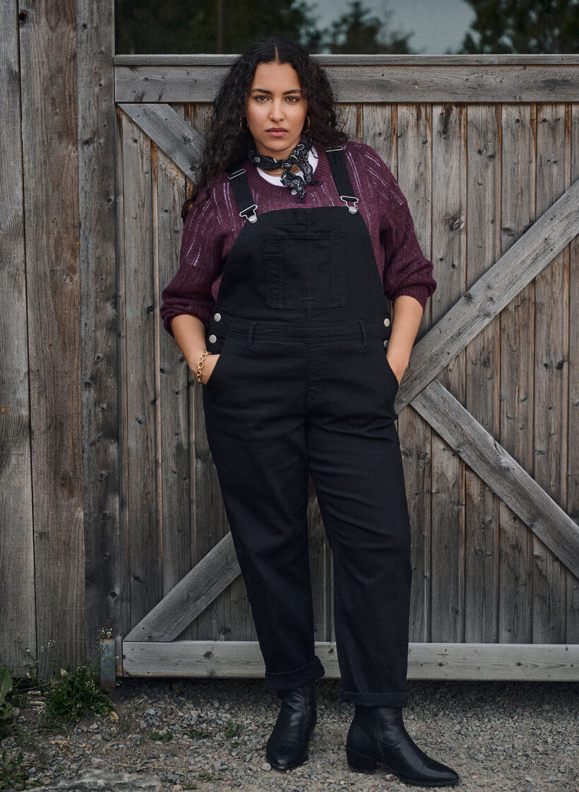 Denim dungarees, Black, Image image number 0