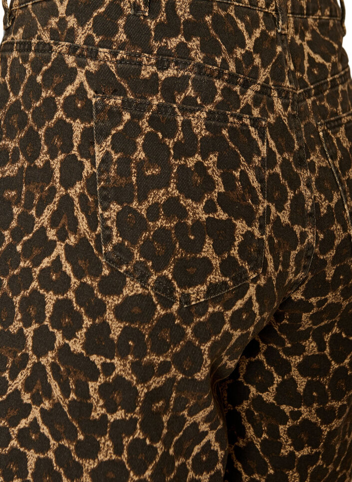 Leopard print denim Bermuda shorts, Brown, Packshot image number 3