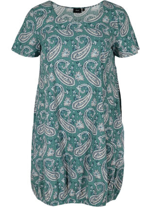 Short-sleeved, printed cotton dress, Paisley, Packshot image number 0