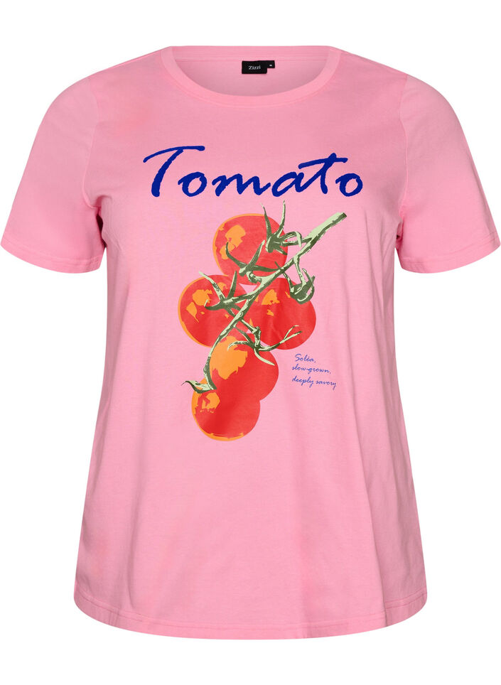 Organic cotton T-shirt with tomato print, Pink, Packshot image number 0