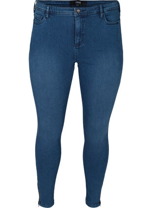 Cropped Amy jeans with a high waist and zip, Dark blue denim, Packshot image number 0