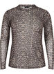 Mesh blouse with leopard pattern, Brown, Packshot image number 0