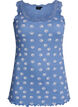 Top with print and lace edge, Blue, Packshot image number 0