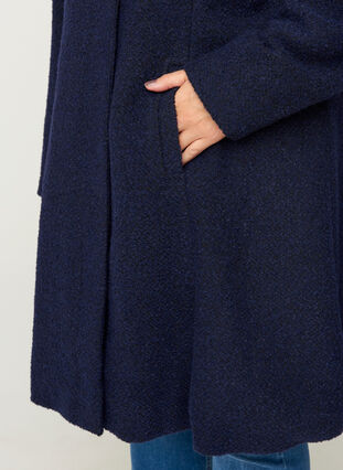 Long coat with wool, Black, Model image number 2