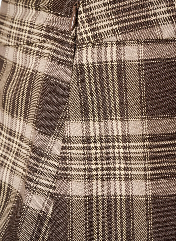 Short checked skirt with A-line fit, Brown, Packshot