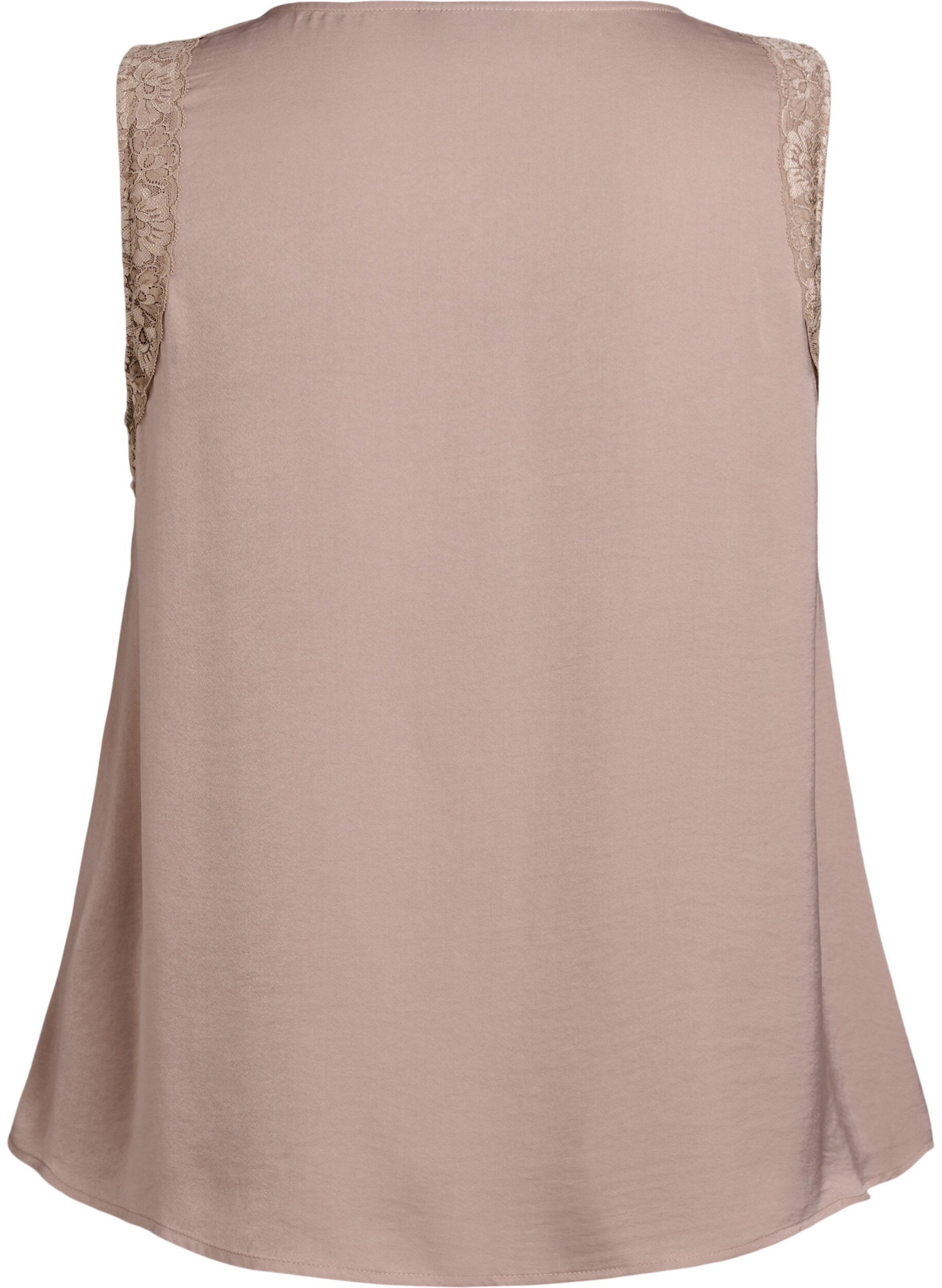 Zizzifashion Sleeveless top with lace, Beige, Packshot image number 1