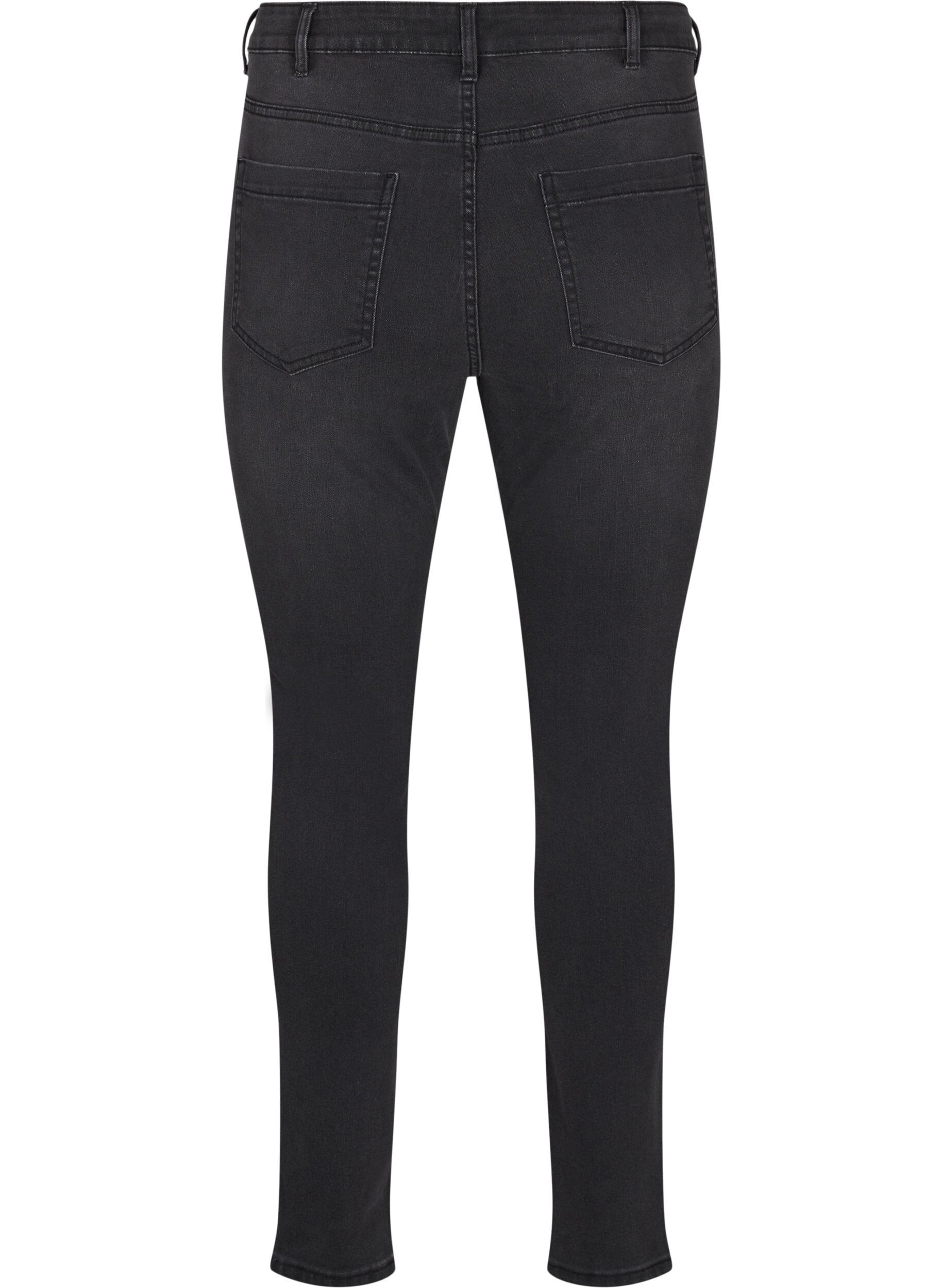 Zizzifashion Amy jeans with a high waist and super slim fit, Dark Grey, Packshot image number 1