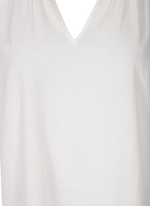 Short cotton tunic with a V-neck, Bright White, Packshot image number 2