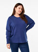Knitted blouse with a round neck, Blue, Model image number 0