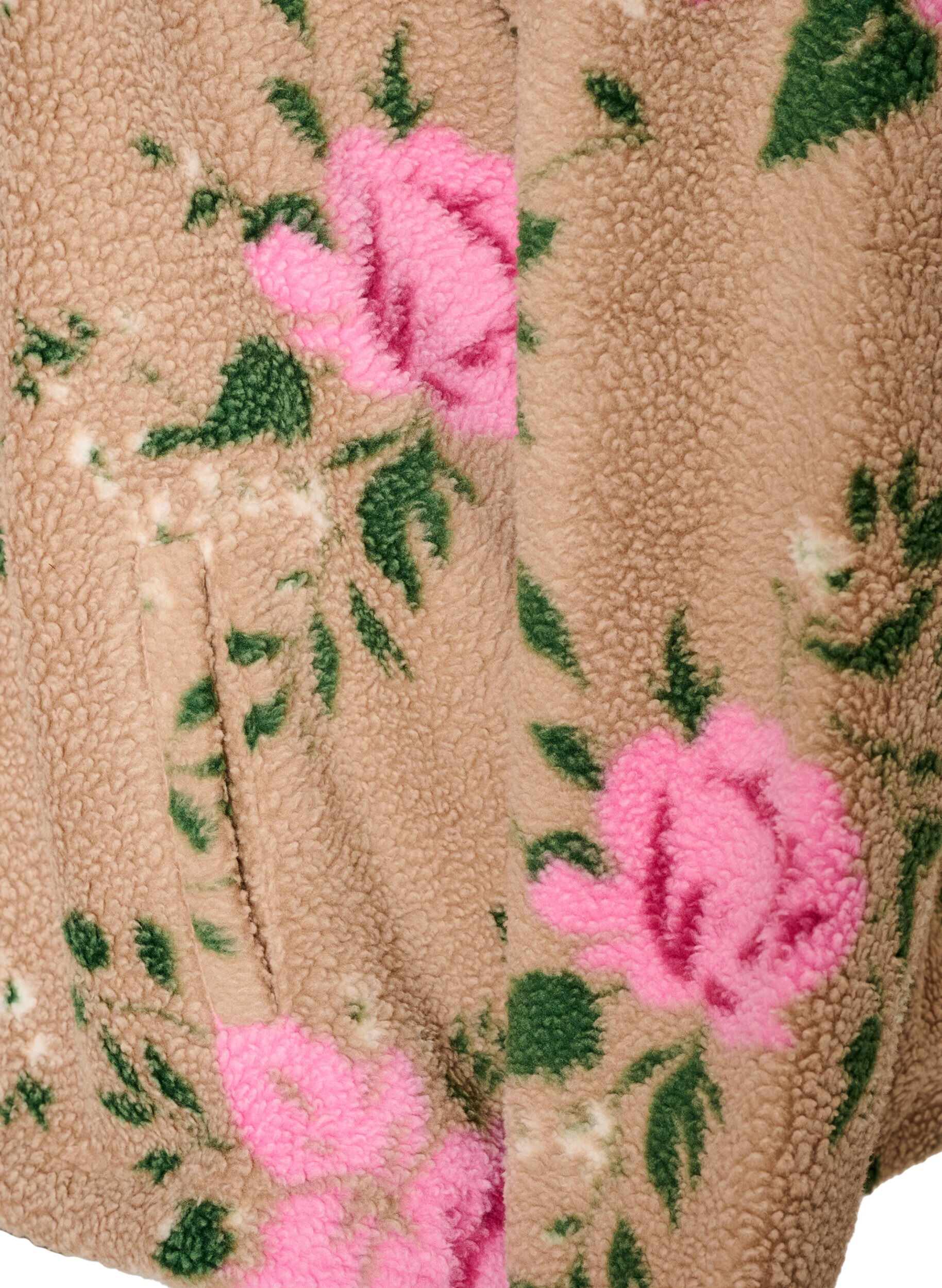 ZizzifashionFloral fleece jacket with a high neck and zip, Beige, Packshot image number 3
