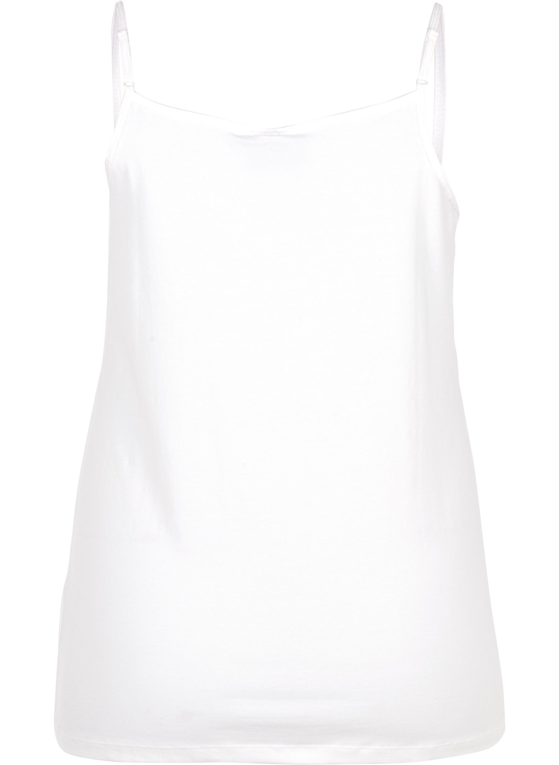 Zizzifashion Basic cotton spaghetti strap top, White, Packshot image number 1