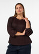 Blouse with vertical texture and glitter thread, Brown, Model image number 0