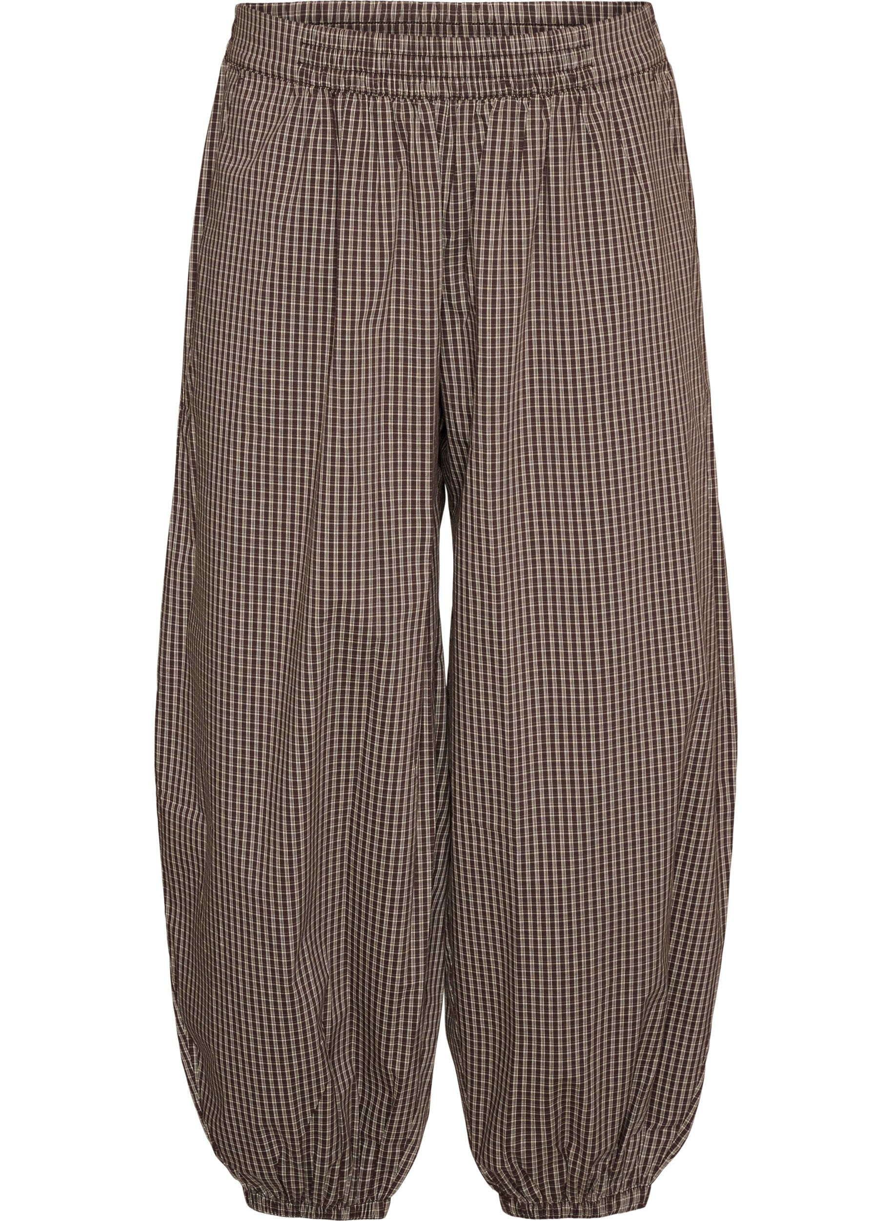 ZizzifashionBalloon trousers with a high waist and all-over pattern, Brown, Packshot image number 0
