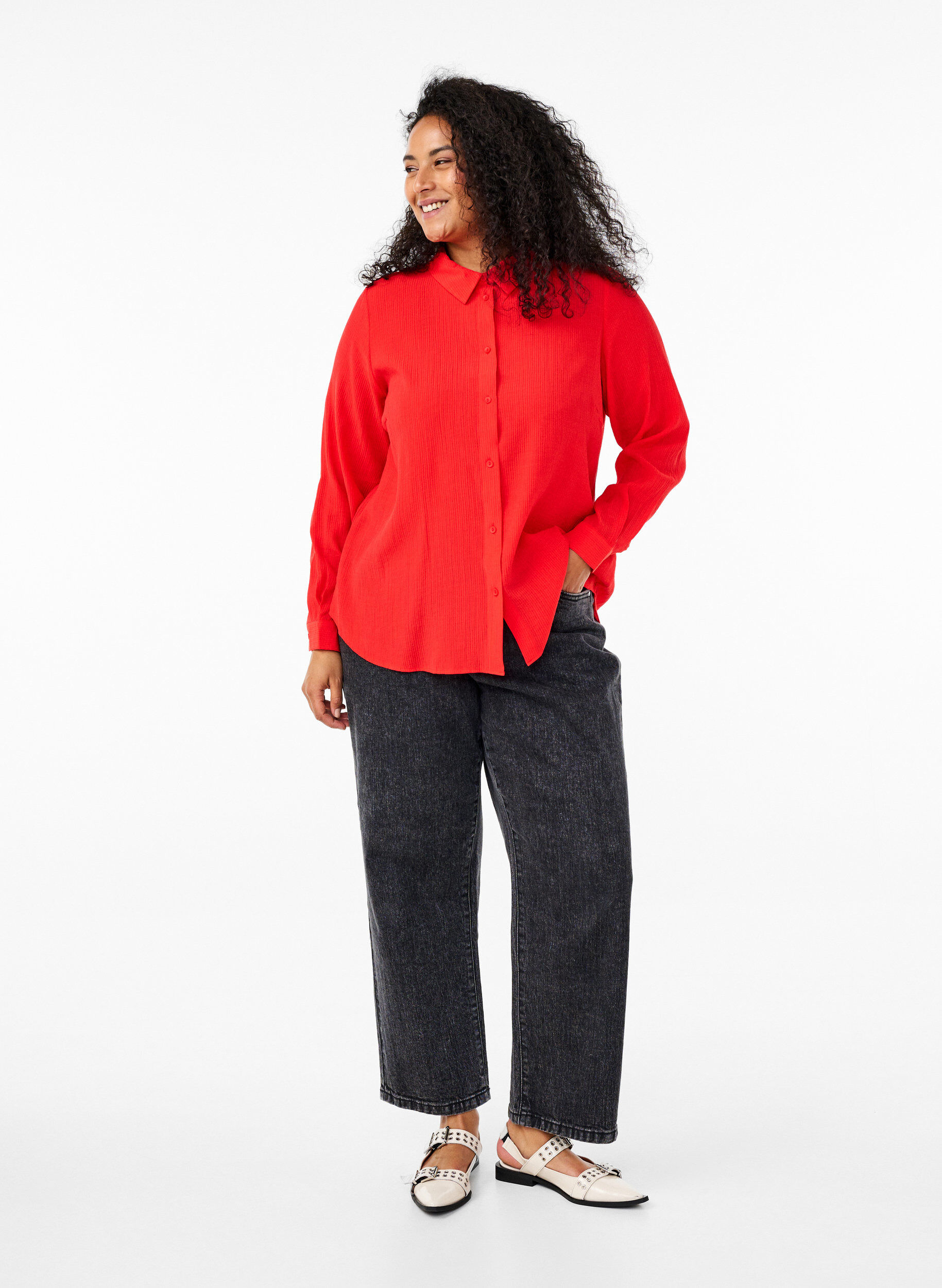 Zizzifashion Shirt with a striped texture, Red, Model image number 1