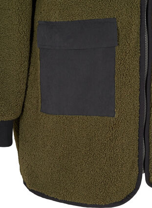 Teddy jacket with high collar and pockets, Forest Night w Black, Packshot image number 3