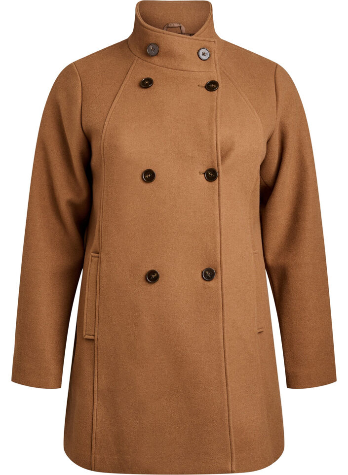 Short coat with A-line shape, Brown, Packshot image number 0