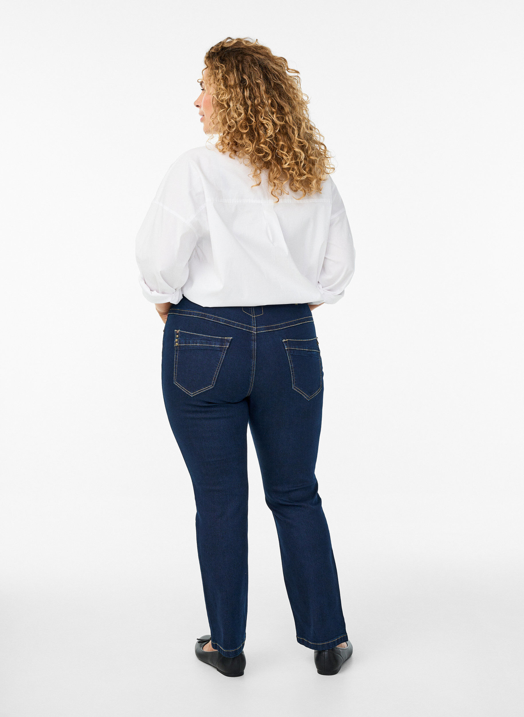 ZizzifashionSlim fit Vilma jeans with a high waist, Blue, Model image number 1