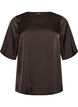 Satin blouse with elbow-length sleeves, Brown, Packshot image number 0