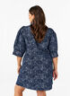 Short denim shirt dress with rose pattern, Denim Rose AOP, Model image number 1