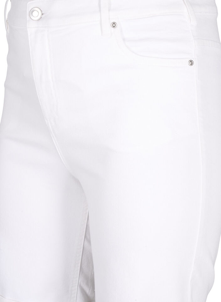 Tight fitting denim shorts with a high waist, Bright White, Packshot image number 2