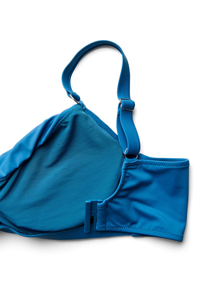 Underwire bikini bra with draping, Blue, Packshot image number 3