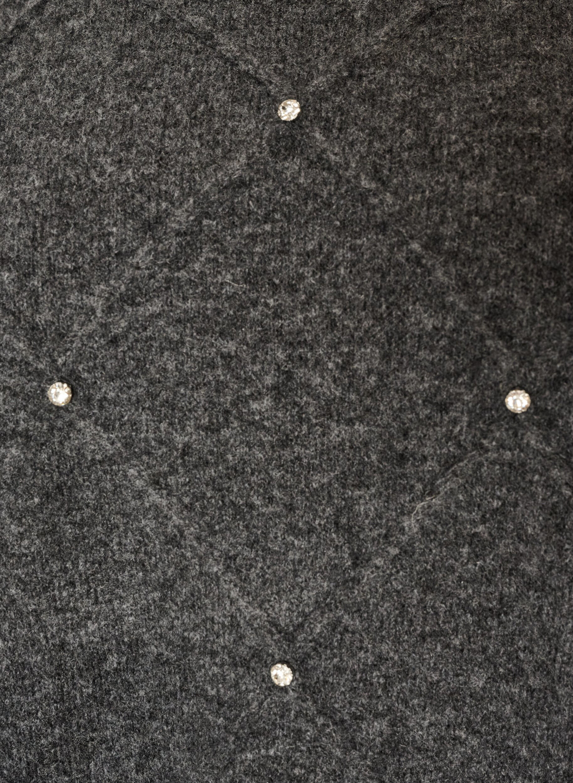 ZizzifashionKnitted blouse with rhinestones and diamond pattern, Dark Grey, Packshot image number 2