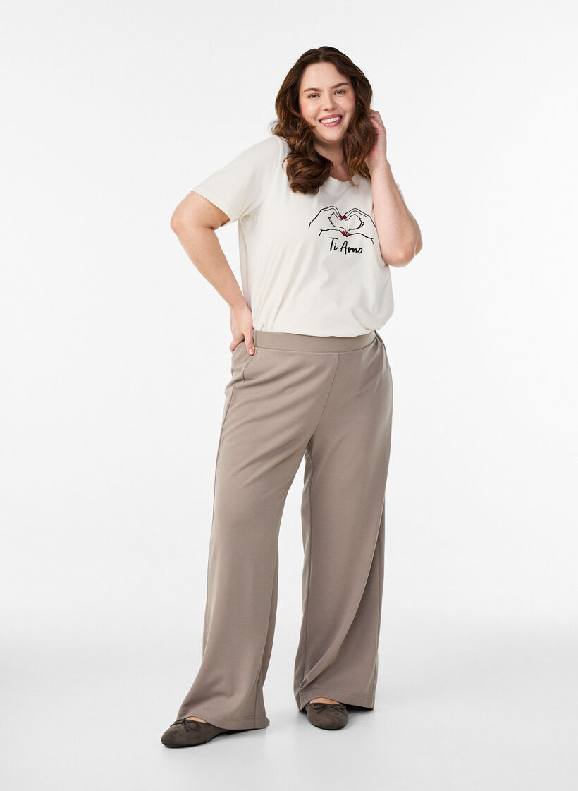 Wide-leg trousers, Beige, Model image number 0