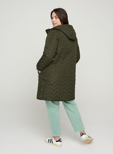 Quilted jacket with hood, Forest Night, Model image number 1