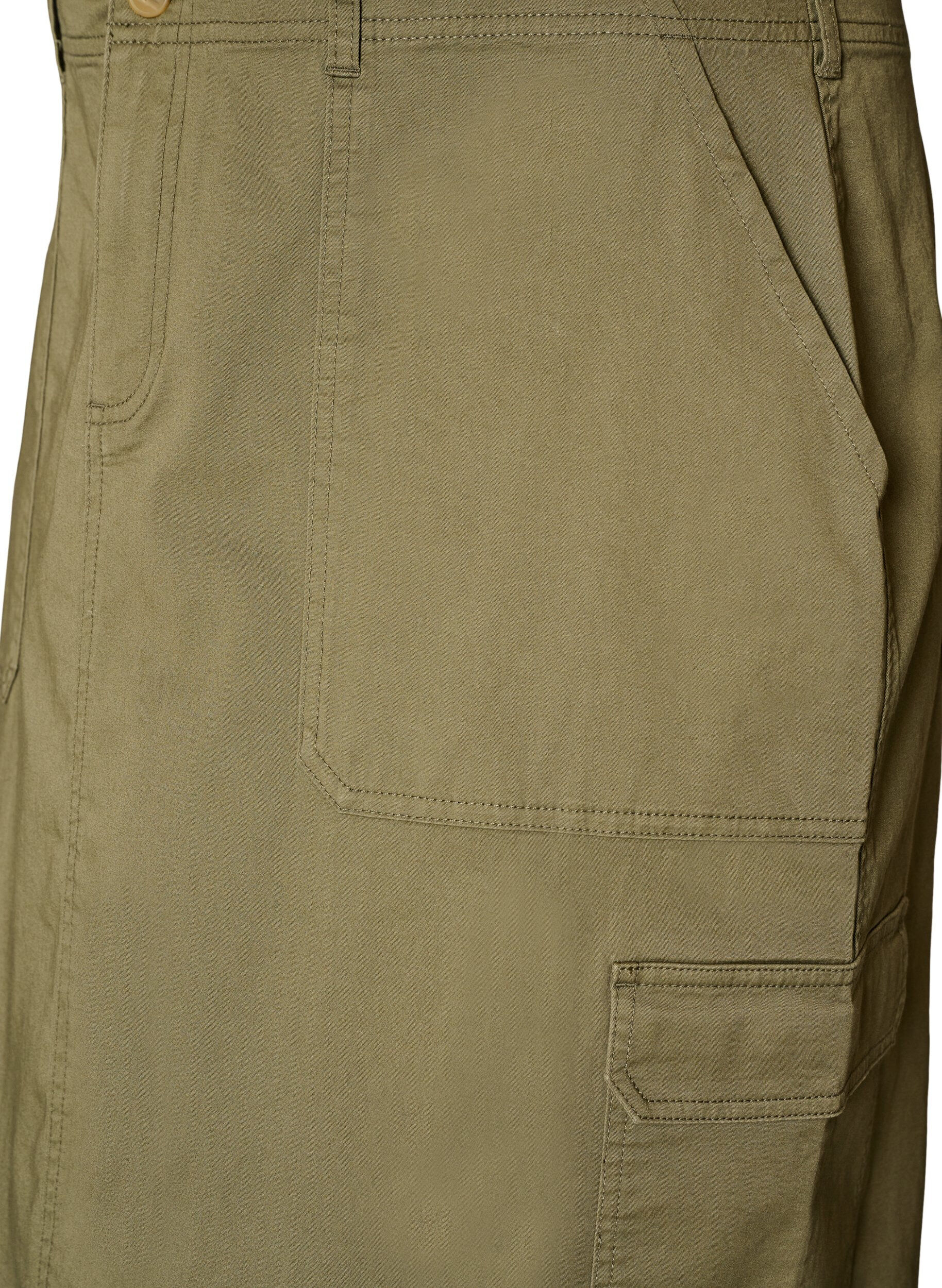 ZizzifashionCotton cargo skirt with a back slit, Green, Packshot image number 2