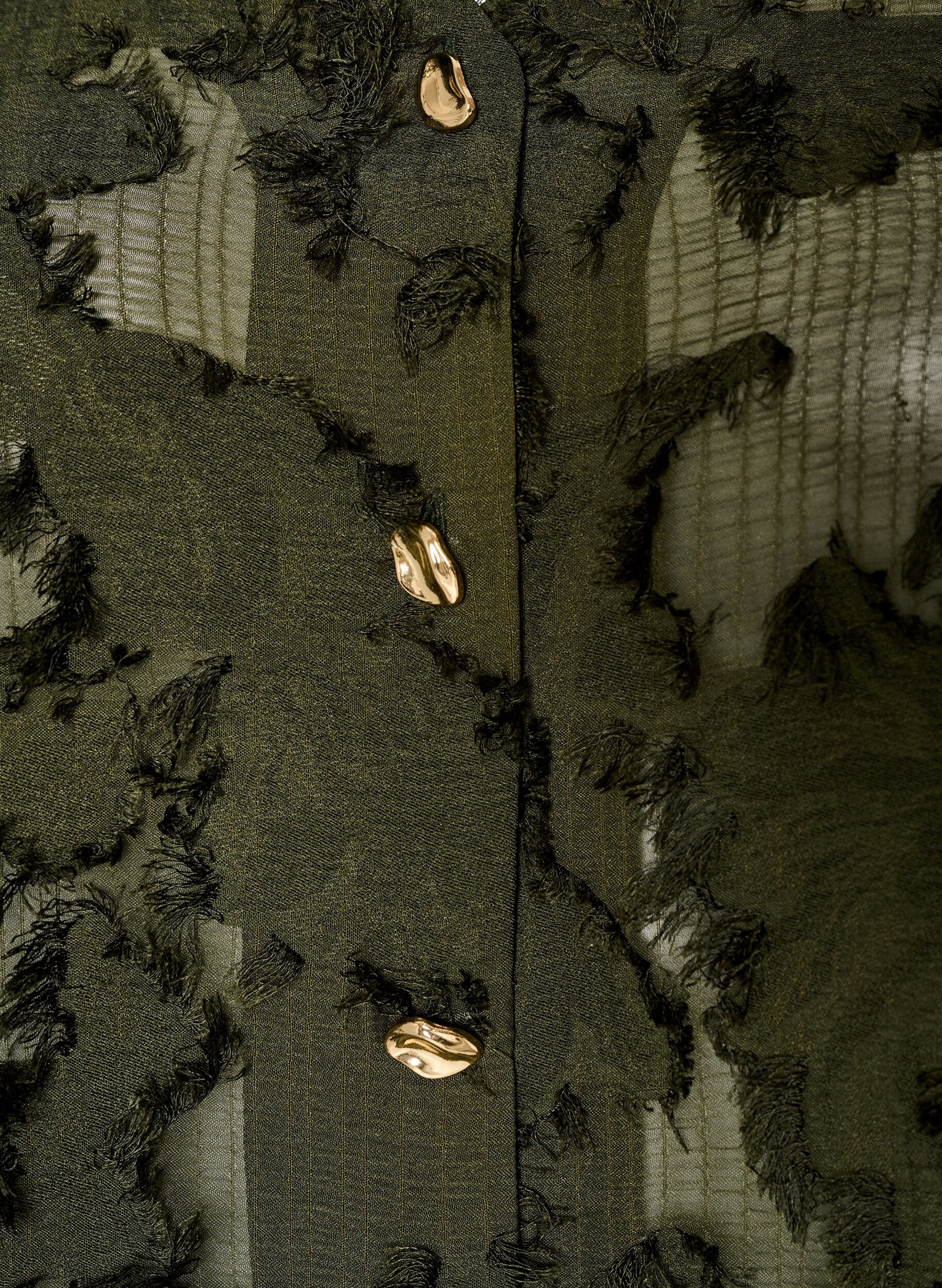 ZizzifashionBlouse with frayed threads and texture, Green, Packshot image number 2