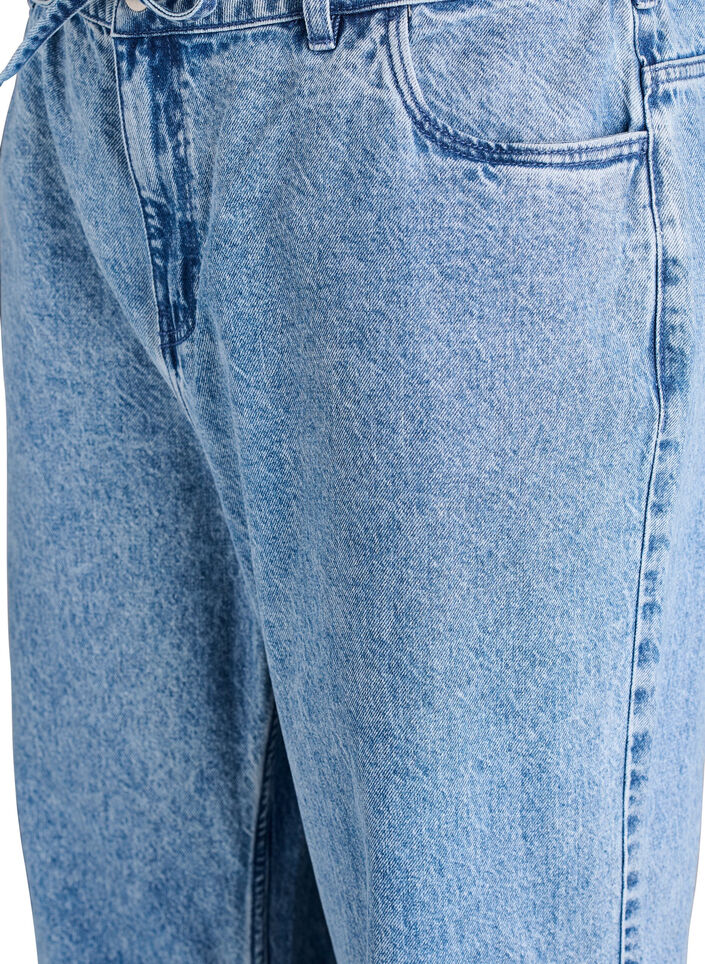 Straight fit jeans with a tie belt, Light Blue, Packshot image number 2