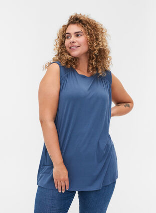 Viscose top with a round neckline, Bering Sea, Model image number 0