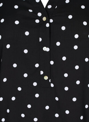 Short-sleeved viscose tunic with dots, Black Dot, Packshot image number 2