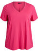 Short-sleeved t-shirt with v-neck, Pink, Packshot image number 0