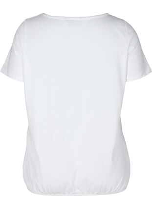 Short-sleeved t-shirt with a round neck and lace trim, Bright White, Packshot image number 1
