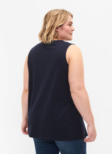 Sleeveless top in cotton, Navy Blazer, Model image number 1