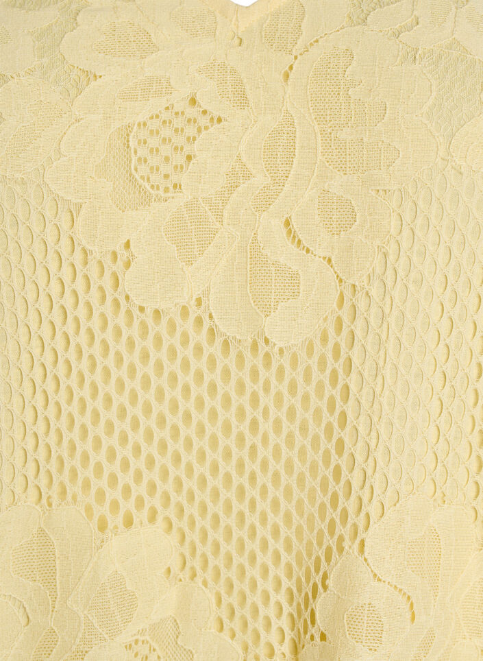 Midi lace dress with scalloped edges, Yellow, Packshot image number 2