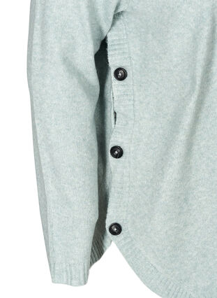 Mottled knitted blouse with buttons in the side, Granite Green Mel., Packshot image number 3