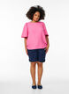 Blouse with short, wide sleeves, Pink, Model image number 1