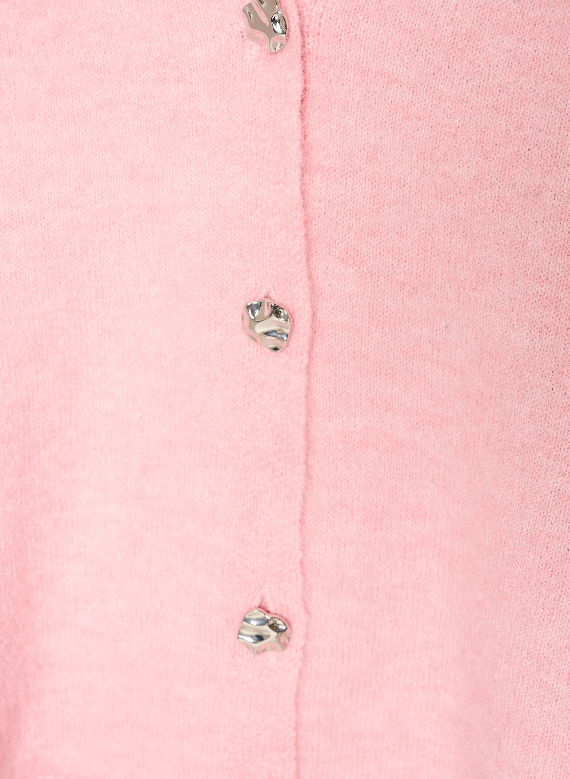 ZizzifashionKnitted vest with V-neck and decorative buttons, Pink, Packshot image number 2