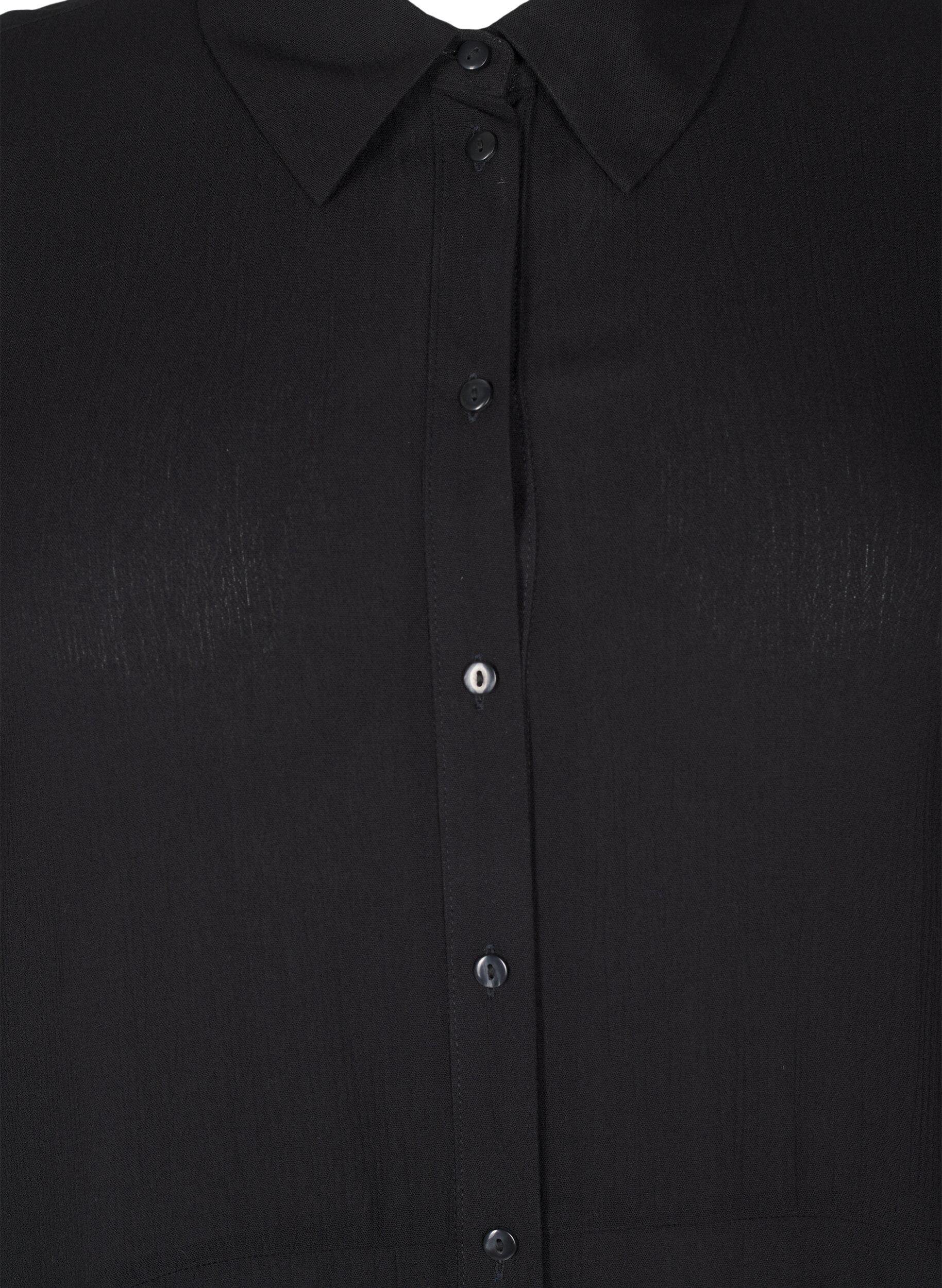 Zizzifashion Midi shirt dress with short sleeves, Black, Packshot image number 2