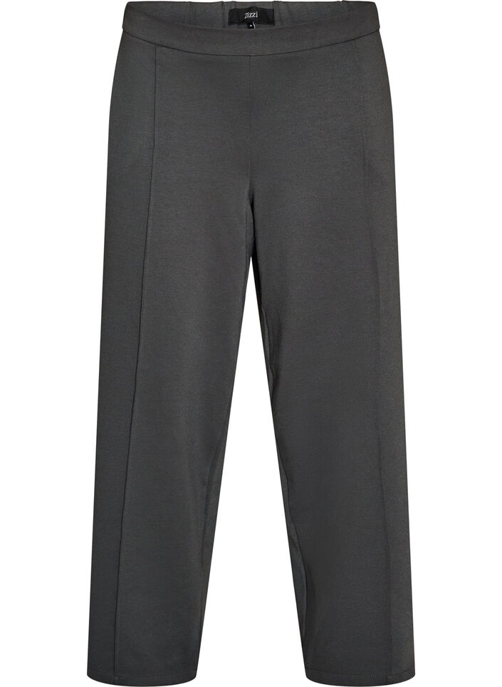 Loose jersey trousers with a high waist, Dark Grey, Packshot image number 0