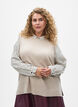 Knitted vest with ribbed edges, Beige, Model image number 0
