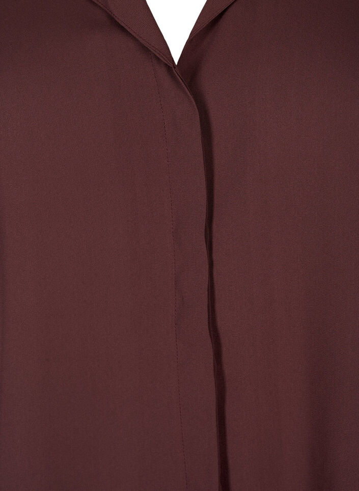 Solid colour shirt with v-neck, Fudge, Packshot image number 2